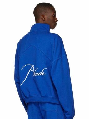 Rhude Royal Blue Embroidered Quarter Zip Jacket